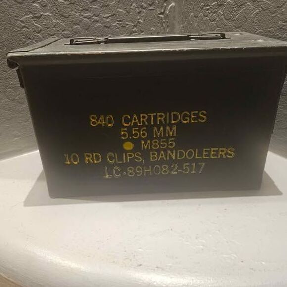 Green Ammo Metal Box 7"x12"6" 5.56 MM Box - Picture 1 of 8